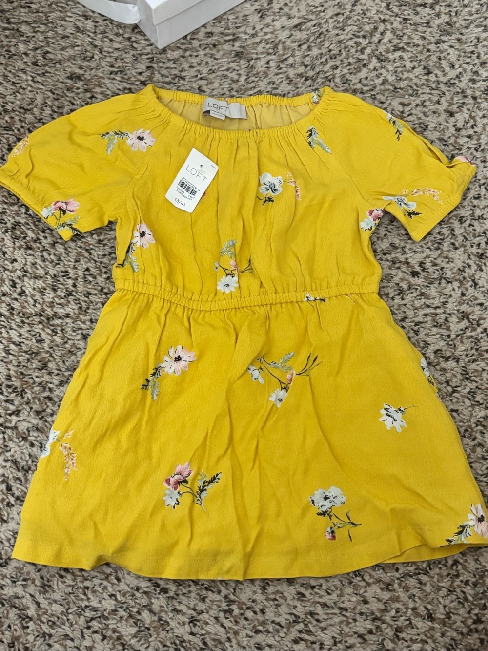 LOFT Girls' Yellow Floral Short Sleeve Casual Dress